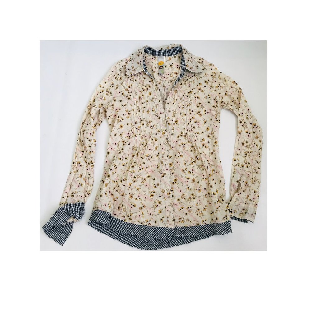 Mimi Chica summer flowery cotton cream blouse S